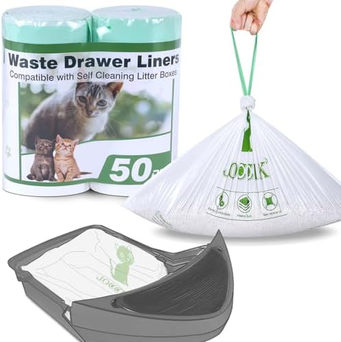 Cat Litter Box Liner Compatible with Litter Box Robot 4 & 3, Waste Bags 50 Pack, Waste Drawer Liners Heavy Duty White by LotuFlor