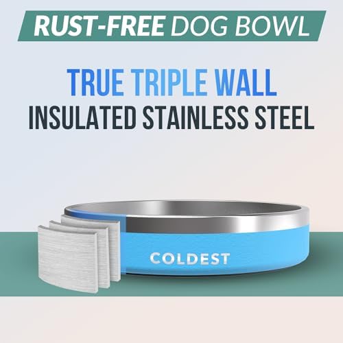 Coldest Dog Bowl - Anti Rust Metal, Non Slip, 3 Layers Insulated Stainless Steel Dog Bowls - Spill Proof & Heavy Duty - Water Bowl for Dogs, Cats & Pets, Dish Washer Safe (21 oz, Celestial Blue) - Image 3