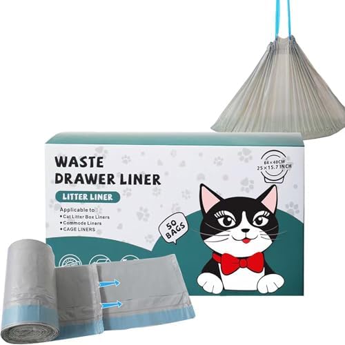 50 Count Cat Litter Box Liners Compatible with Robot 4 & 3 Liners for Self Cleaning Litter Box Replacement Cat 25.2" x 15.75" Waste Bags Litter Bags by Unknown
