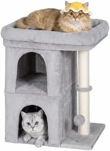 Aechonow Cat Tree for Large Cat,2 Cozy Cat Condo House for Large & Fat Cats by Aechonow