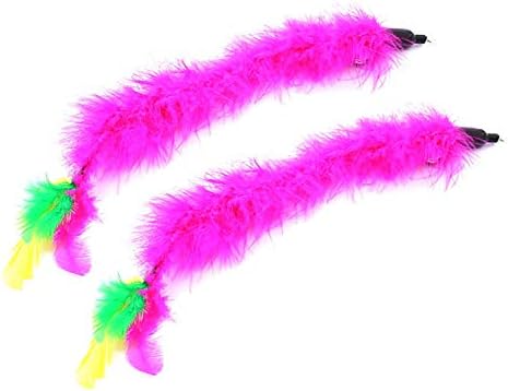 2 Pcs Cat Toys Interactive Refill Replacement Feather Pack Furry Tail Butterfly Dragonfly Fish Mouse Caterpillar Worm Birds Feathers for Kitten Cats, Long Feather Fuchsia CT15B by Unknown