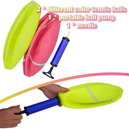 Banfeng Giant 9.5" Dog Tennis Ball, 2 Pack Oversize Interactive Puzzle Toy with 1*Ball Pump + 1*Needle for Small, Medium, Large Dogs (Yellow+Pink) - Image 4