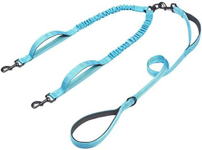 iYoShop Double Dog Leash with 3 Extra Traffic Handles, 15-120 lbs, Blue by iYoShop