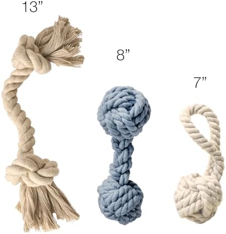 Pet Passion Brady The Rope Tug Toy 3-Pack Organic Cotton Dog Rope Pull Toys for All Pet Breeds, Sandy Chic, One Size - Image 5