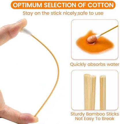 300PCS FSC Bamboo Pet Cotton Swabs, 6-Inch Large Tips for Dogs & Cats - Image 2