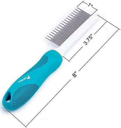 Pet Comb, Long & Short Stainless Steel Teeth Grooming Comb for Dogs & Cats - Image 2