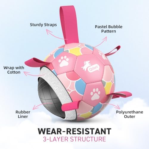 QDAN Dog Soccer Ball Toy with Strap, Pastel Color Puppy Toys Gifts, 6 Inch - Image 4