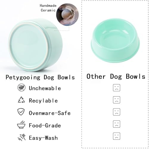 Petygooing Elevated/Raised Ceramic Dog Bowl for Small Breeds, Dog Food Water Dish with Stand,Pet Feeding Bowl with Anti Slip Rubber for Cats and Small Dogs Puppy 13.5 OZ (5.1In / 1.7 Cups) Blue Sky - Image 6