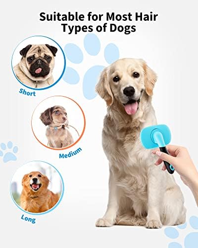 Glendan Dog & Cat Brush- Slicker Pet Brush- Shedding Grooming Tools (Blue) - Image 6