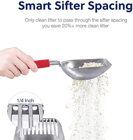 WePet Cat Litter Scoop, Aluminum Alloy Sifter, Kitty Metal Scooper, Deep Shovel, Long Handle, Poop Sifting, Kitten Pooper Lifter, Durable, Heavy Duty, for Litter Box - Image 3