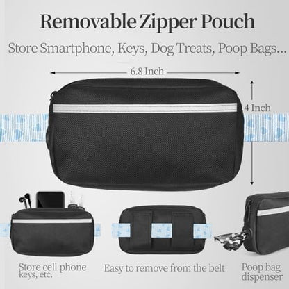 iYoShop Hands Free Dog Leash with Zipper Pouch, Blue Heart, Large - Image 2