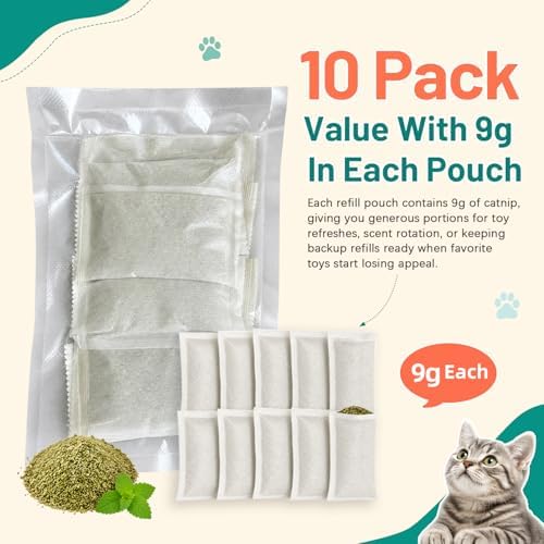 10 Pack Large 9g Catnip Refill Pouches for Cat Toys - Image 2