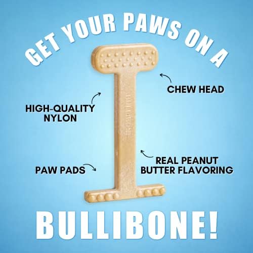Bullibone Nylon Dog Chew Toy for Aggressive Chewers - Dental Hygiene Bone with Peanut Butter Flavor, Durable Tough Chew Toys for Large Dogs, Indestructible Dog Bone - Single - Image 3