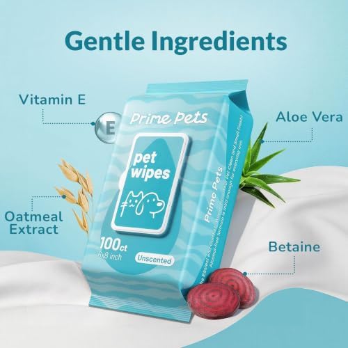 Prime Pets Dog Wipes for Paws and Butt, 600 Count, Pet Wipes for Dogs & Cats, 100% Fragrance Free, Deodorizing Puppy Wipes for Cleaning Face Eyes Ears Paws Teeth Body - Image 3