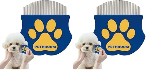 PETHROOM Professional Eye Comb for Pets | Stainless Steel Tear Stain Remover for Cats & Dogs | Gentle Round-Head Grooming Tool | Compact & Portable for Eye Gunk Removal (Pack of 2) by PETHROOM