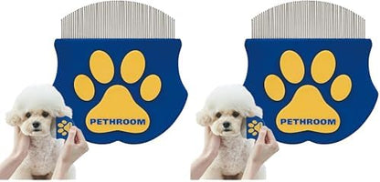 PETHROOM Professional Eye Comb for Pets | Stainless Steel Tear Stain Remover for Cats & Dogs | Gentle Round-Head Grooming Tool | Compact & Portable for Eye Gunk Removal (Pack of 2) by PETHROOM