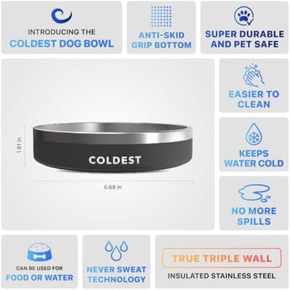 Coldest Dog Bowl - Anti Rust Metal, Non Slip, 3 Layers Insulated Stainless Steel Dog Bowls - Spill Proof & Heavy Duty - Water Bowl for Dogs, Cats & Pets, Dish Washer Safe (21 oz, Stealth Black) - Image 5