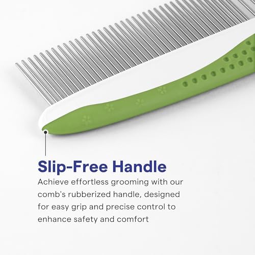 Dog & Cat Comb – Removes Tangles, Knots, and Matted Fur – Grooming Tool with Stainless Steel Teeth and Non-Slip Handle – Best Pet Hair Comb for Home Grooming Kit – Includes eBook Guide - Image 4
