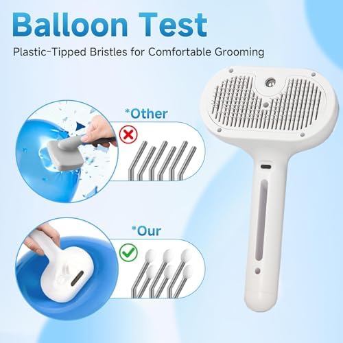 Pet Steam Brush for Cats & Dogs, Cool Mist Self-Cleaning Comb, White - Image 5