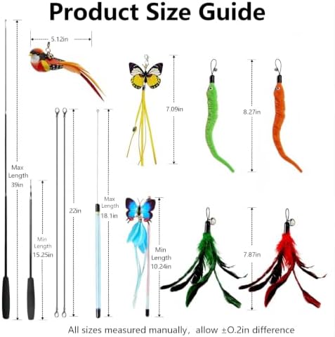 11PCS Interactive Cat Toy Set with Feather Wands for Kittens & Cats - Image 3