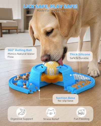 Lick Mat for Dogs & Cats with Interactive Rolling Ball & Suction Cups - Image 3