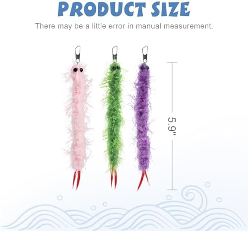 SONGWAY Cat Worm Toy Refills - 12Pcs Worm Cat Toys with Feather Tail, Teaser Wand Toys Replacement - Image 4