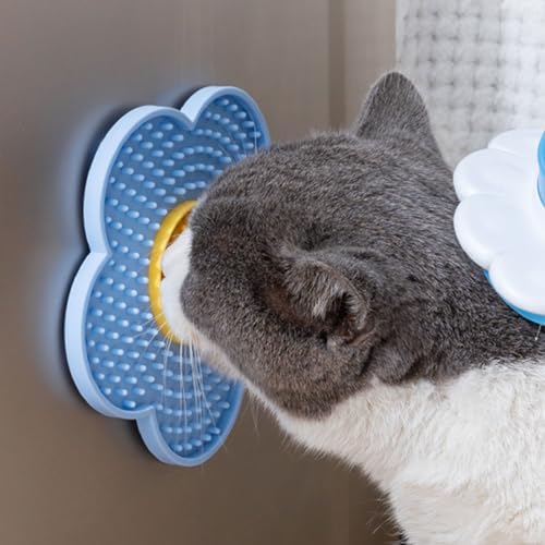 Cats & Dogs Lick Pad Flower Shape Silicone Licking Mat with Suctions Cup Slow Feeders, Food-Grade Silicone, Blue - Image 5