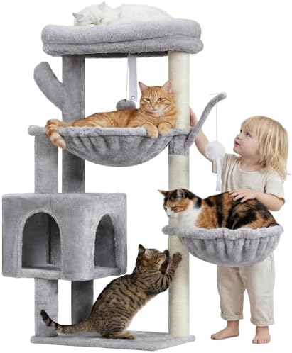 Heybly Cat Tree, 40" Tower with All-Sisal Wrapped Scratching Post HCT006SW - Image 2