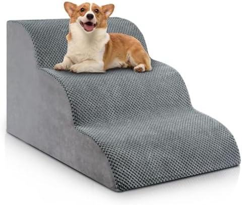 Chic Threads 3-Step Dog Stairs for Small Dogs, Dog Ramp for Bed 15.7" H by ChicThreads