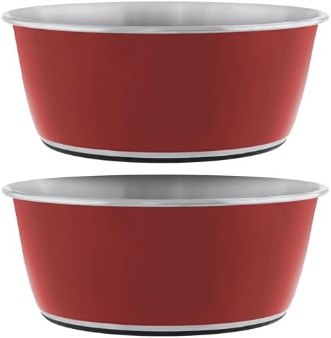 Master Pet Supply Stainless Steel Dog Bowls Set of 2 - Crimson Flame,128 Oz by MasterPetSupply