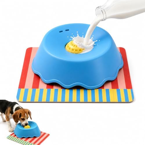 Slow Feeder Dog Bowl for Liquid Treat with Built-in Ball,Soft Silicone Lick and Roll Bowl for Dogs with Non-Slip Mat for Liquid Treats Bone Broth Yogurt,Anti-Slip Interactive Lick Toy, Anxiety Relief by Unknown