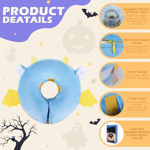 IEUUMLER Inflatable Recovery Dog Collar, Protective Donut Cone, Adjustable Soft Collar for Dog and Cat After Surgery Prevent from Biting & Scratching EU002 - Vampire M+ - Image 4