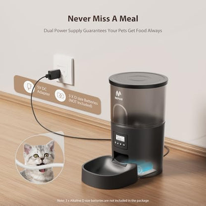 IMIPAW Automatic Cat Feeders, 3L Timed Cat Dry Food Dispenser, Dual Power Supply, Programmable Portion Size, 1-6 Meals Per Day, Auto Pet Feeder for Cats and Small Dogs, with Desiccant Bags - Image 3