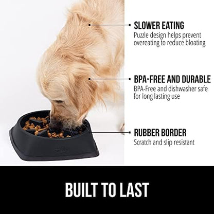 GORILLA GRIP® Patented Slow Feeder Dog and Cat Bowl, BPA Free, 4 Cup Black - Image 2