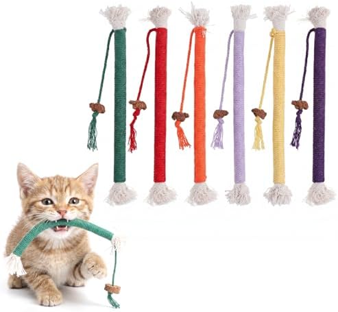 Jeffdad 6 Pcs Cat Toys Chew Ropes, Interactive Kitten Teething Toys by Jeffdad