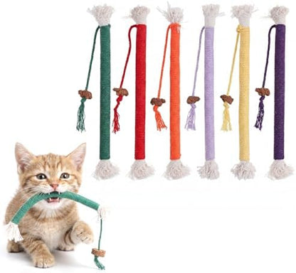 Jeffdad 6 Pcs Cat Toys Chew Ropes, Interactive Kitten Teething Toys by Jeffdad