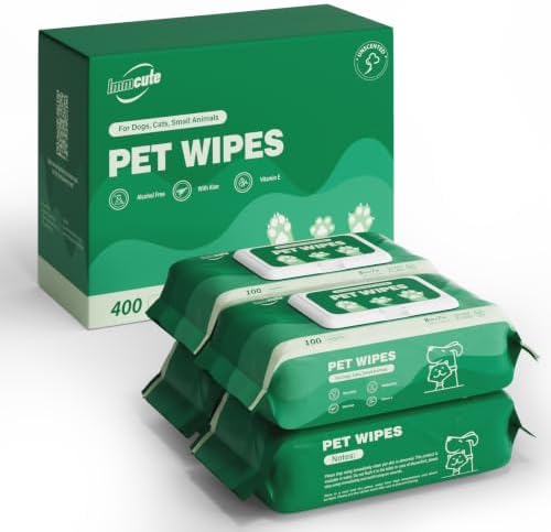 400 Unscented Dog Wipes for Paws and Butt Large Thick Puppy Wipes for Dogs Face and Body Dog Wipes Cleaning Deodorizing Cat Wipes Cleaning Fur and Butt Big Doggie Wipes Doggy Wipes Bum Dog Ear Wipes by IMMCUTE