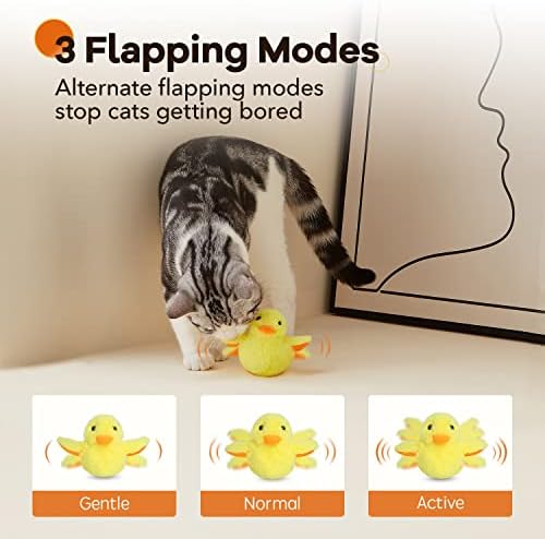 Potaroma Cat Toys Rechargeable Flapping Duck with SilverVine Catnip, Lifelike Quack Chirping, Touch Activated Kitten Kicker Plush Interactive Exercise Toys for All Breeds - Image 6