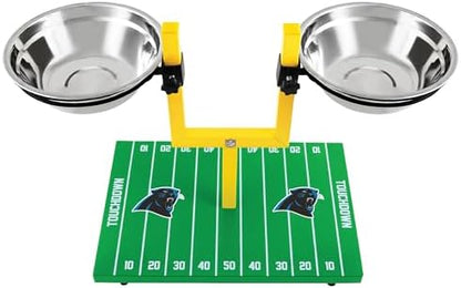 NFL Carolina Panthers Goalpost Football Field Dog Feeder – Adjustable Elevated Dog Bowls with Stand, 2 Stainless Steel Bowls, Non-Slip Rubber Feet, Raised Pet Feeder for Large & Small Dogs, Cats. - Image 5