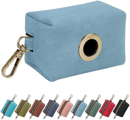 Didog PU Leather Dog Poop Bag Holder, Easy-Pull with Metal Clip, Denim Blue by Didog
