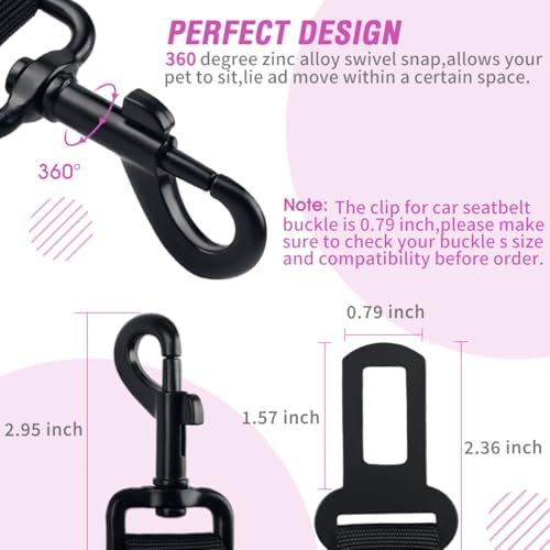COOYOO Dog Seat Belt, Durability Retractable Dog Car Harness Adjustable Dog Seat Belt for Vehicle Nylon Pet Safety Seat Belts Heavy Duty & Elastic - Image 5