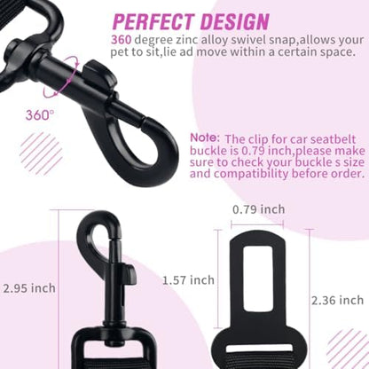 COOYOO Dog Seat Belt, Durability Retractable Dog Car Harness Adjustable Dog Seat Belt for Vehicle Nylon Pet Safety Seat Belts Heavy Duty & Elastic - Image 5