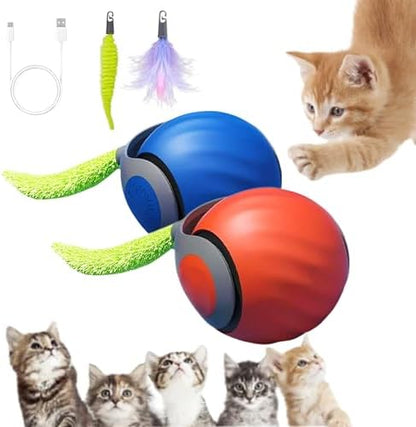2 Packs Speediest Tail 2.0 Cat Toy,Interactive CatToy,CatToys for Indoor Cats,Chewie Viral Cat Ball,Adjustable Sports Rolling Toy,Electric Rolling Ball Christmas Birthday Gift for Pets by Unknown