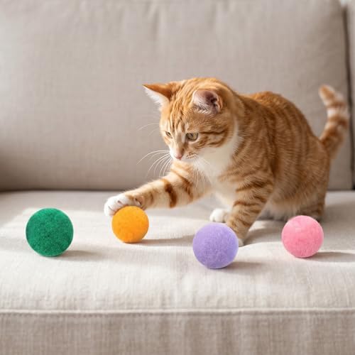 30 Pcs Premium Silent Cat Pom Pom Balls, 1.2in Cat Toy Ball - Image 6