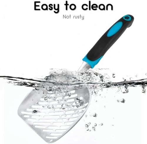 Cat Litter Scoop-Metal Cat Scooper-Long Handle Scoop,Cat Scooper-Poop Sifting-Mesh Shovel-Suitable for Cat Litter Box(Blue)-Christmas - Image 5
