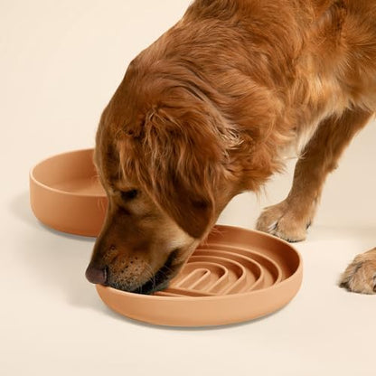 Slow Feeder Dog Bowl - Silicone Dog Bowl, Large, 9.5" x 1.5" - Terracota - Image 2