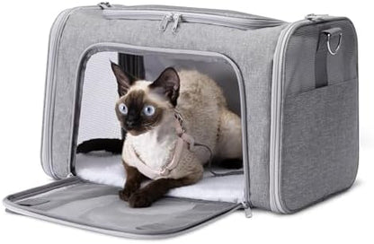 Amazon Basics Soft Cat & Dog Carrier with Adjustable Shoulder Strap, Airline-Approved, Foldable and Portable Design, Mesh Ventilation, Folds Flat for Storage by AmazonBasics