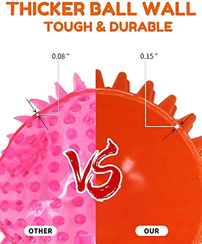 Pweituoet 4.5” Heavy Duty Squeaky Dog Balls for Medium Large Dogs, Dog Toys for Aggressive Chewers, Spike Ball Toys for Clean Teeth and Training(2 Pack) - Image 4