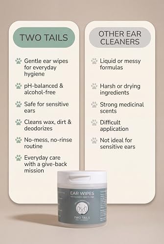 Two Tails Dog Ear Wipes, Gentle Cleaner, 100 Disposable Wipes - Image 4