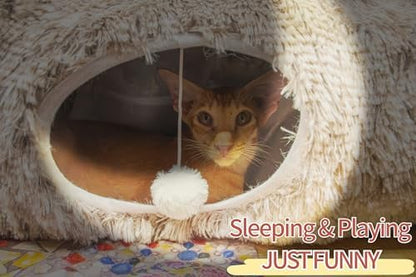 XxingSheep Extra Large Cat Tunnel Bed Plush Cat Cave for Indoor Cats - Image 4